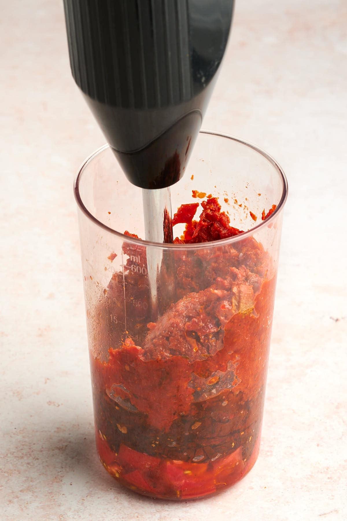 sun-dried tomato pesto in a blender