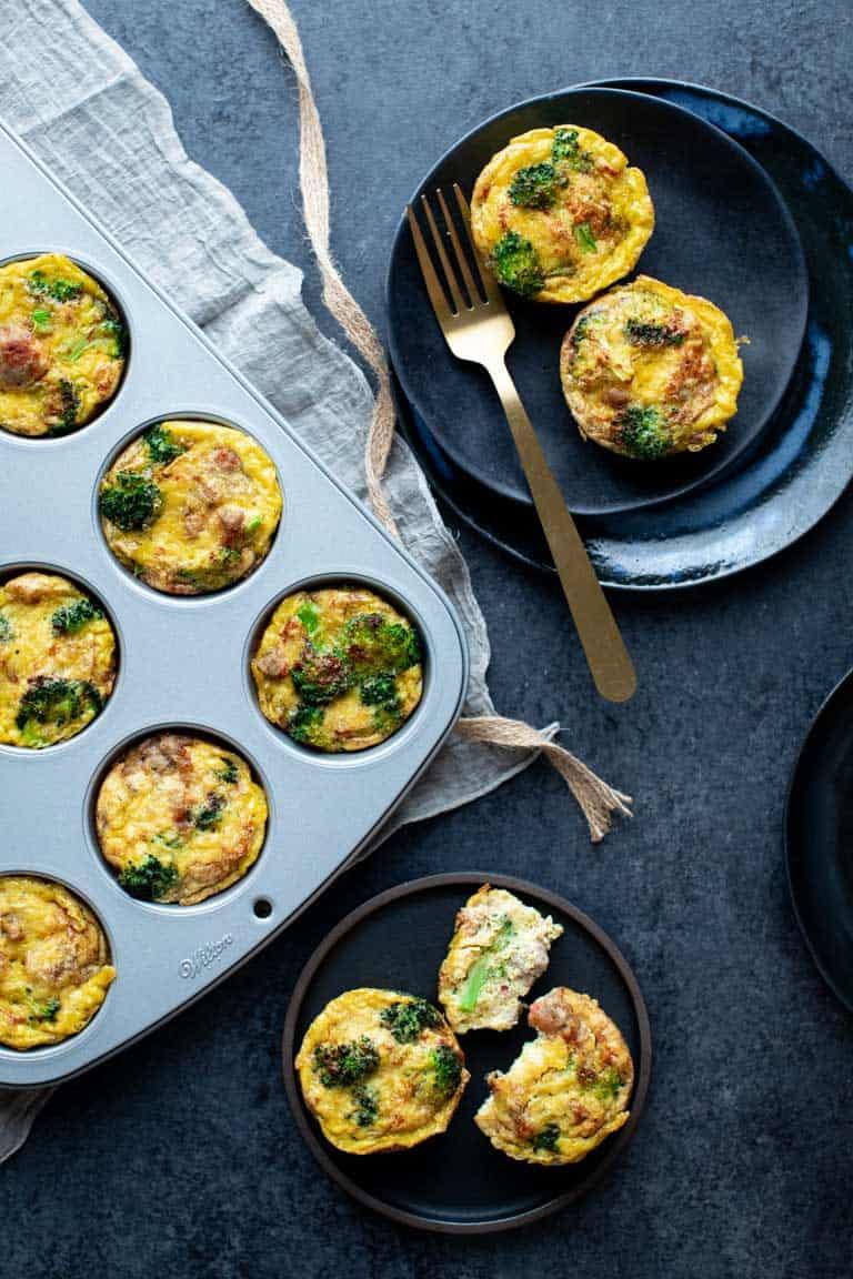 Close-up shot of several Chipotle Paleo Egg Muffins in a muffin tin