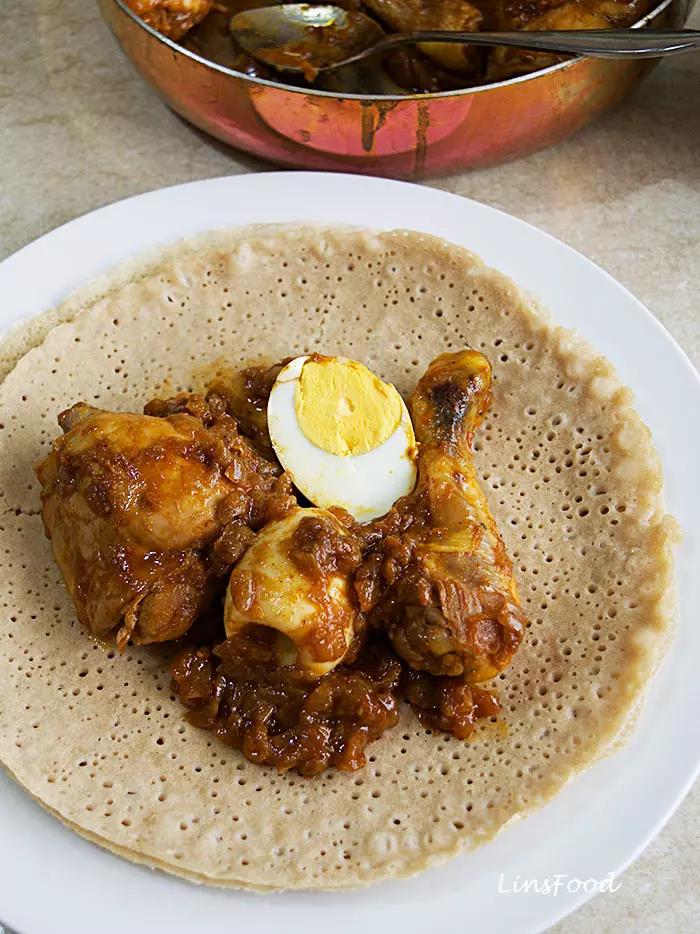 close up of date and walnut injera bread batter in bowl
