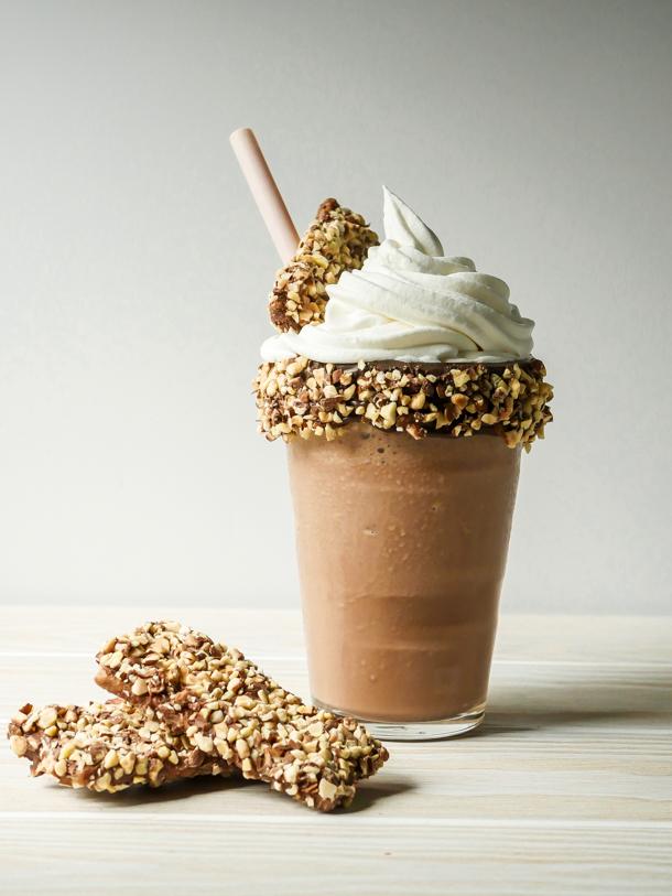 Variety of ingredients used to make the Mocha Almond Fudge Smoothie