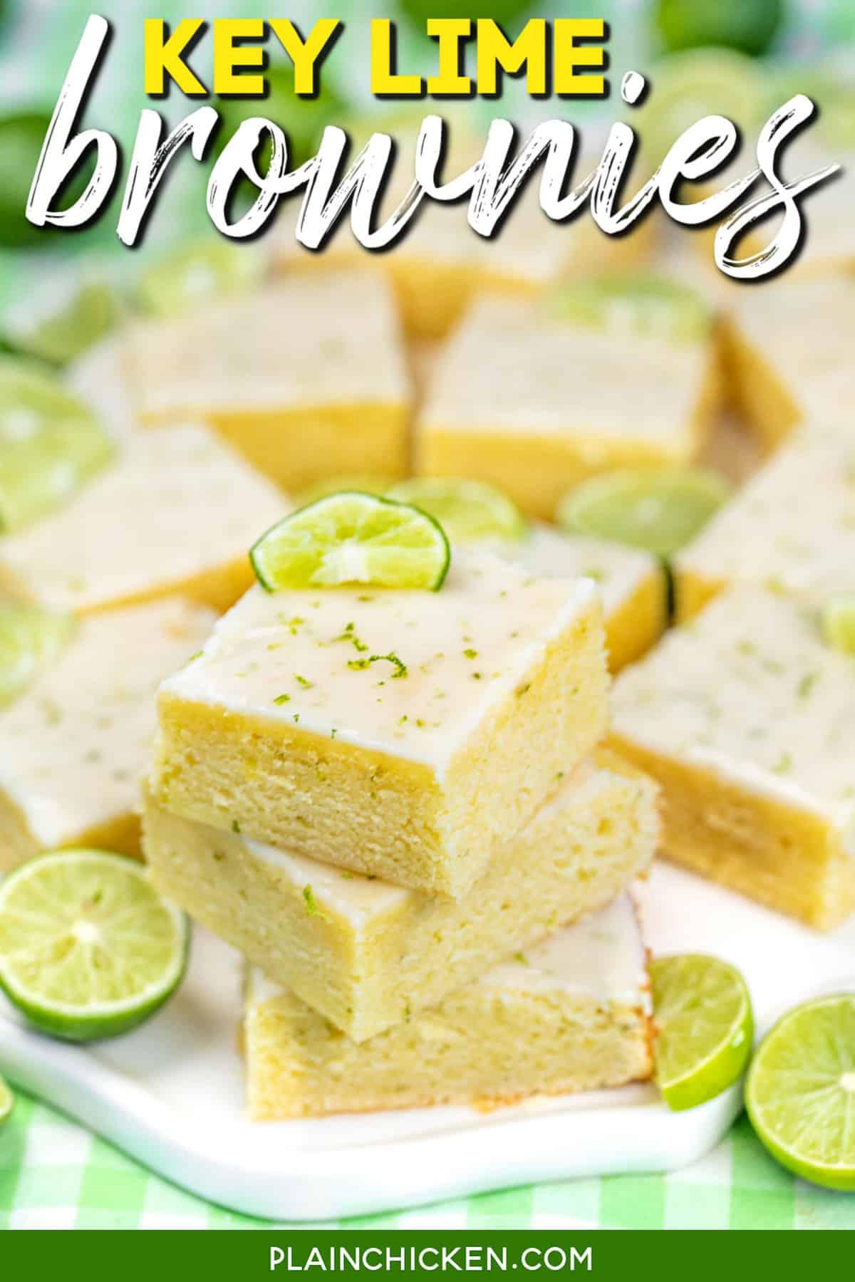 key lime brownies with whipped cream