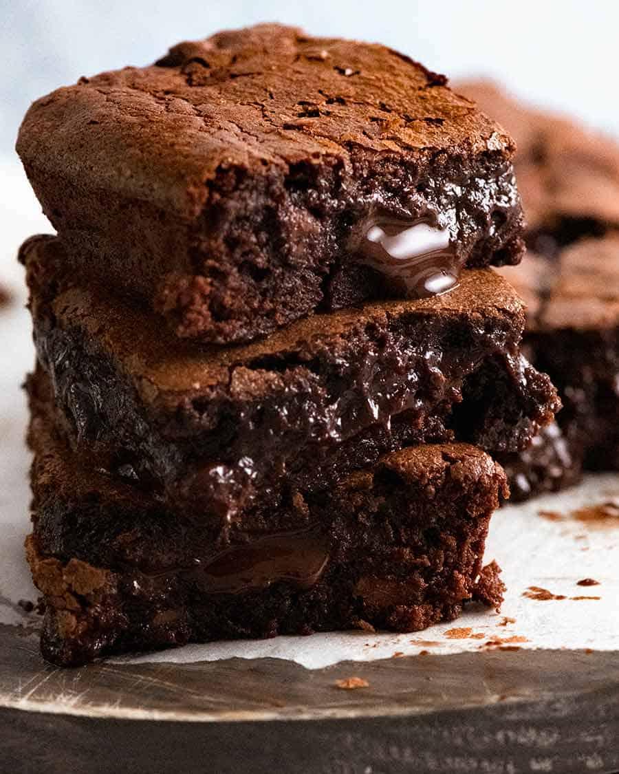 gooey chocolate brownies in a baking pan