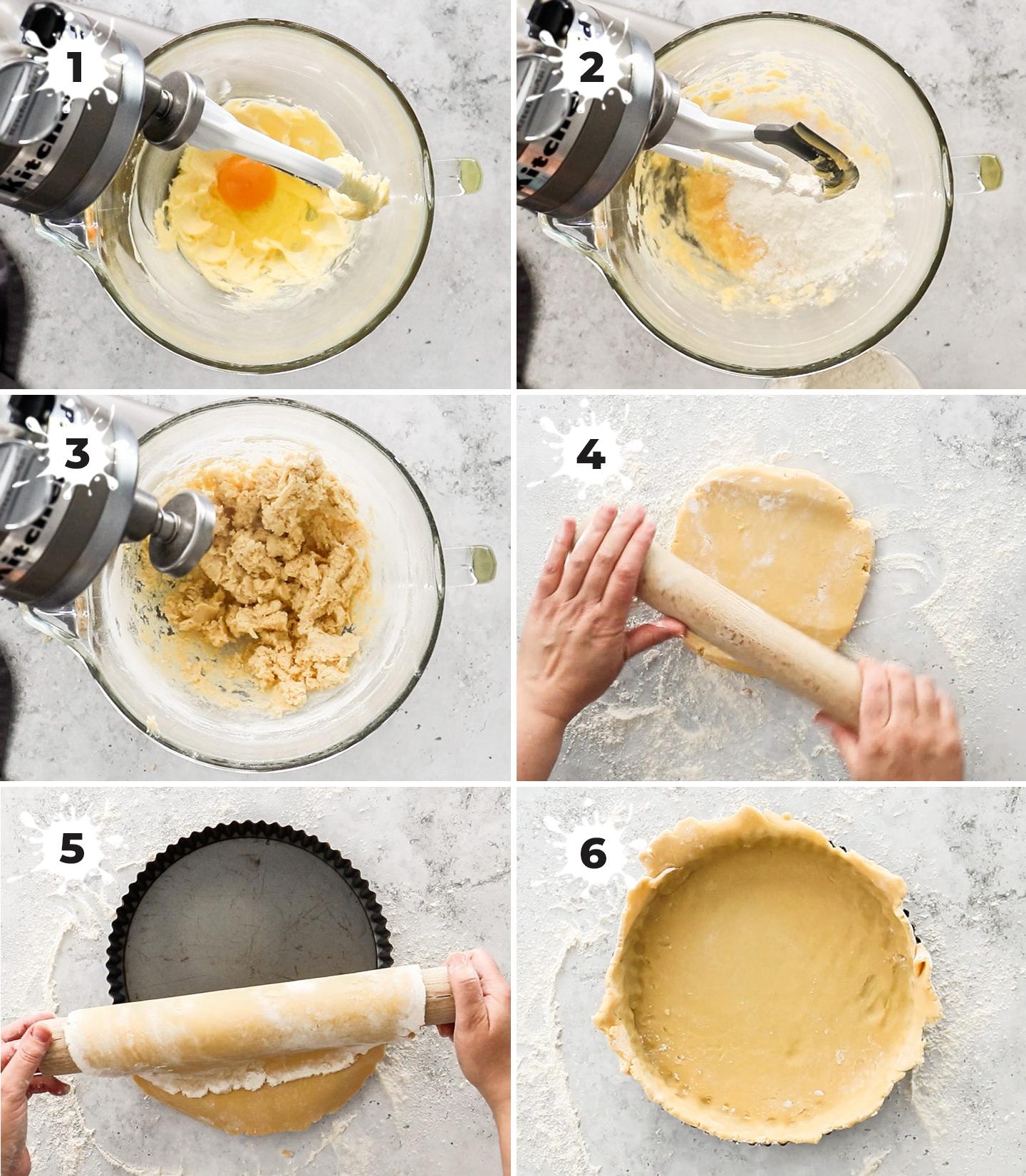 A step-by-step photo collage showing the process of making the fruit tarts