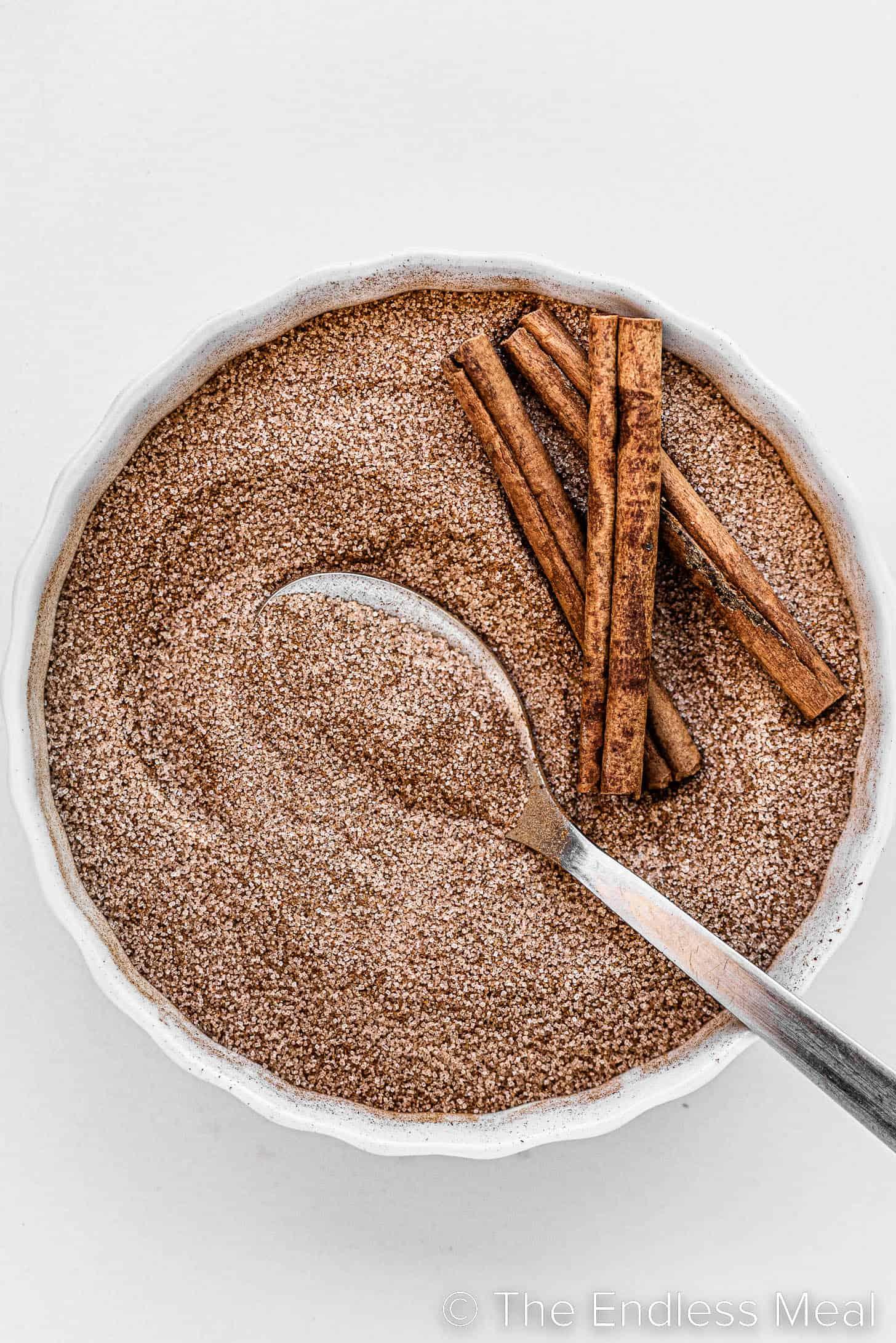 A bowl of cinnamon sugar