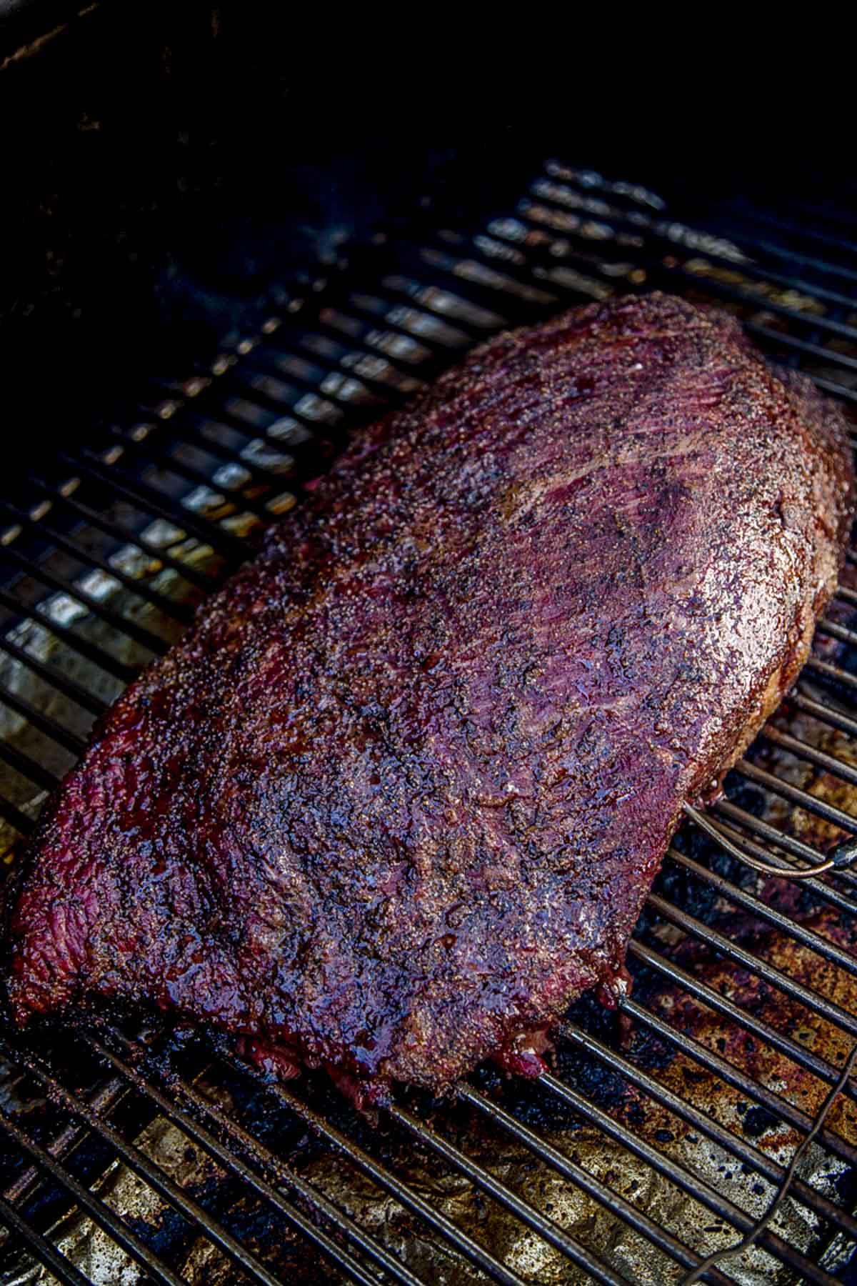 smoked brisket on smoker