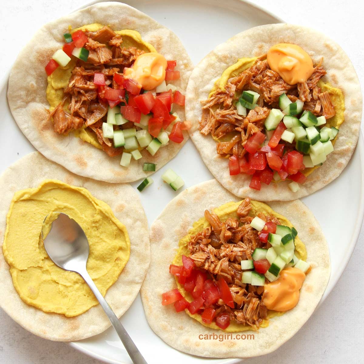 close up shot of Pomegranate Rosemary Jackfruit Tacos with Pecans