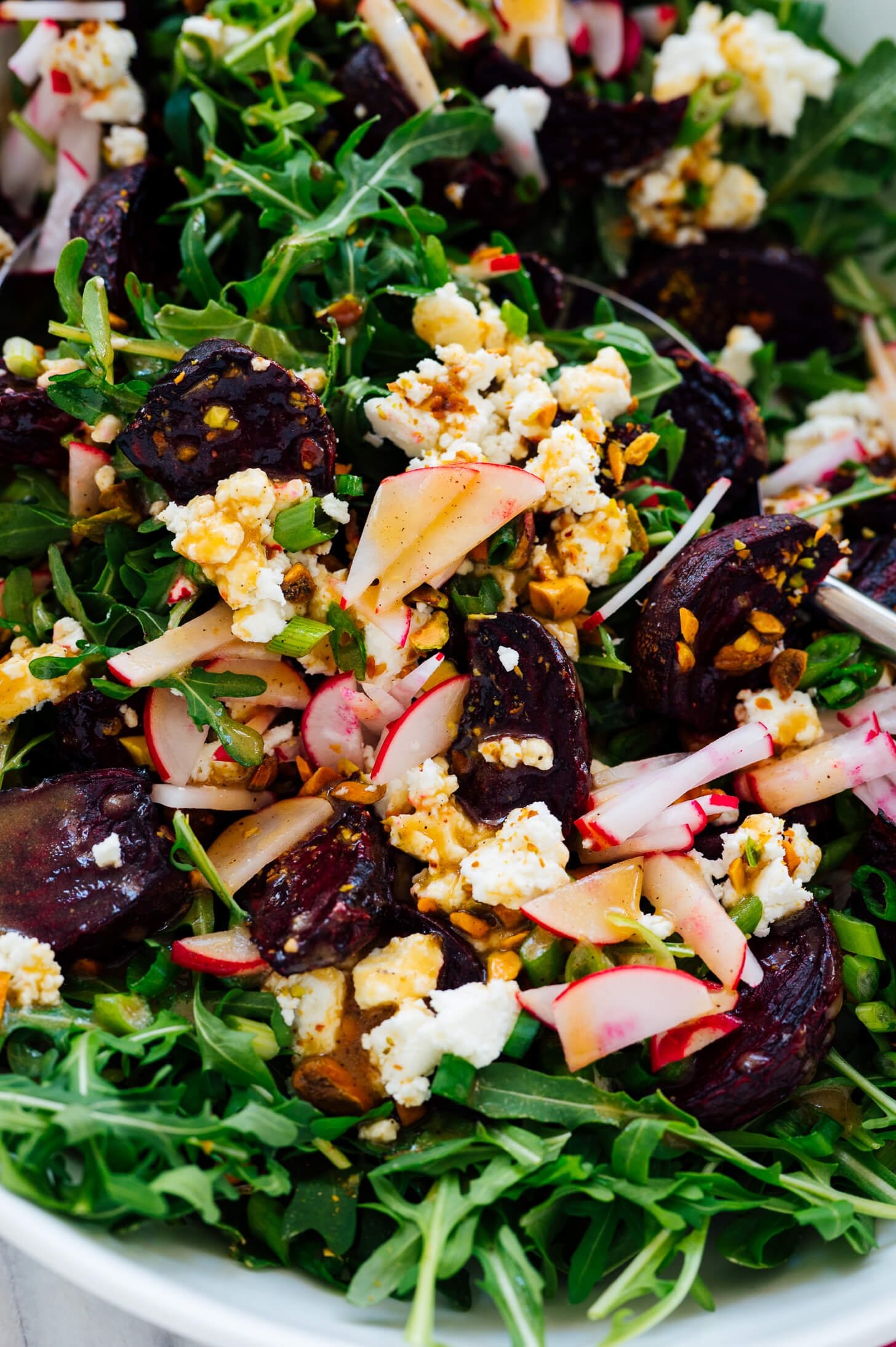 mâche salad with roasted beets and goat cheese