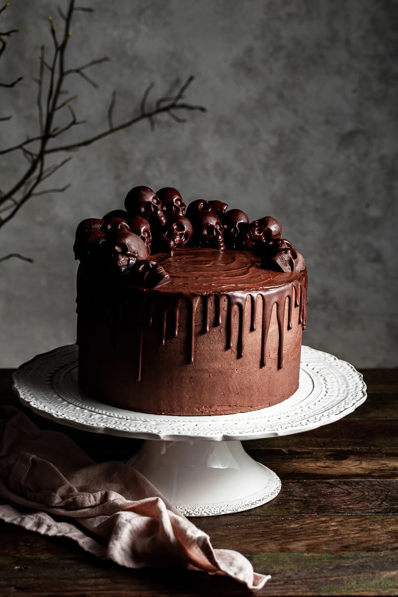 whimsical birthday cake with a slightly gothic theme