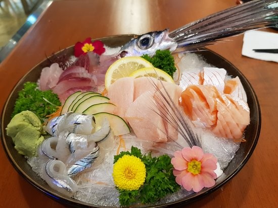Tobiuo (flying fish) sashimi with yuzu zest