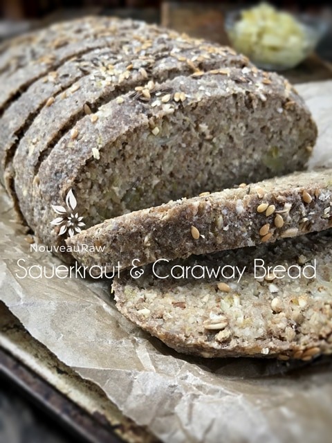 rustic flatbread with sauerkraut and caraway seeds