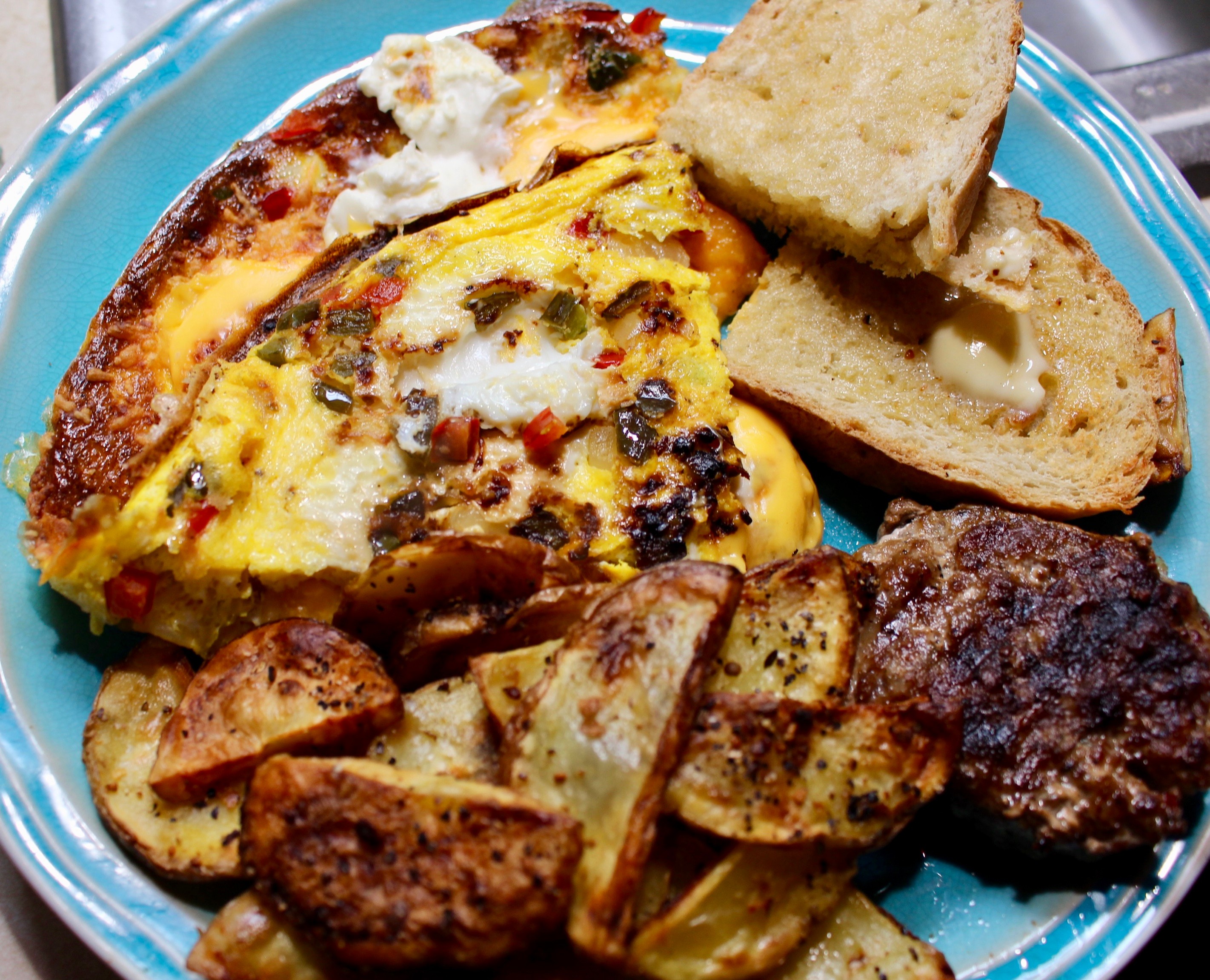 Jalapeño Popper Frittata golden brown and bubbly