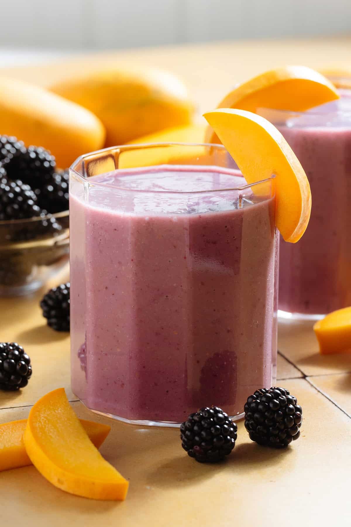 vibrant blackberry smoothie in a glass