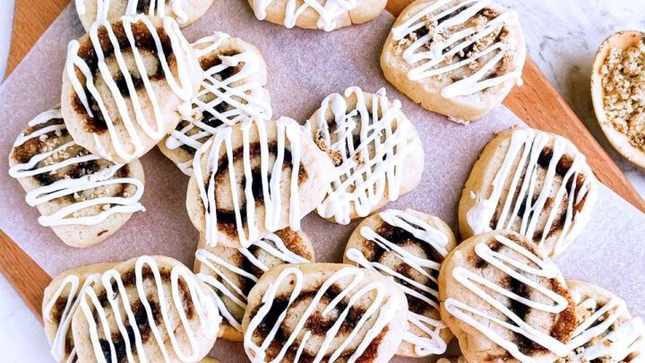 Cinnamon Pinwheel Cookies with Sugar Swirl on a cooling rack, golden brown and perfectly swirled.