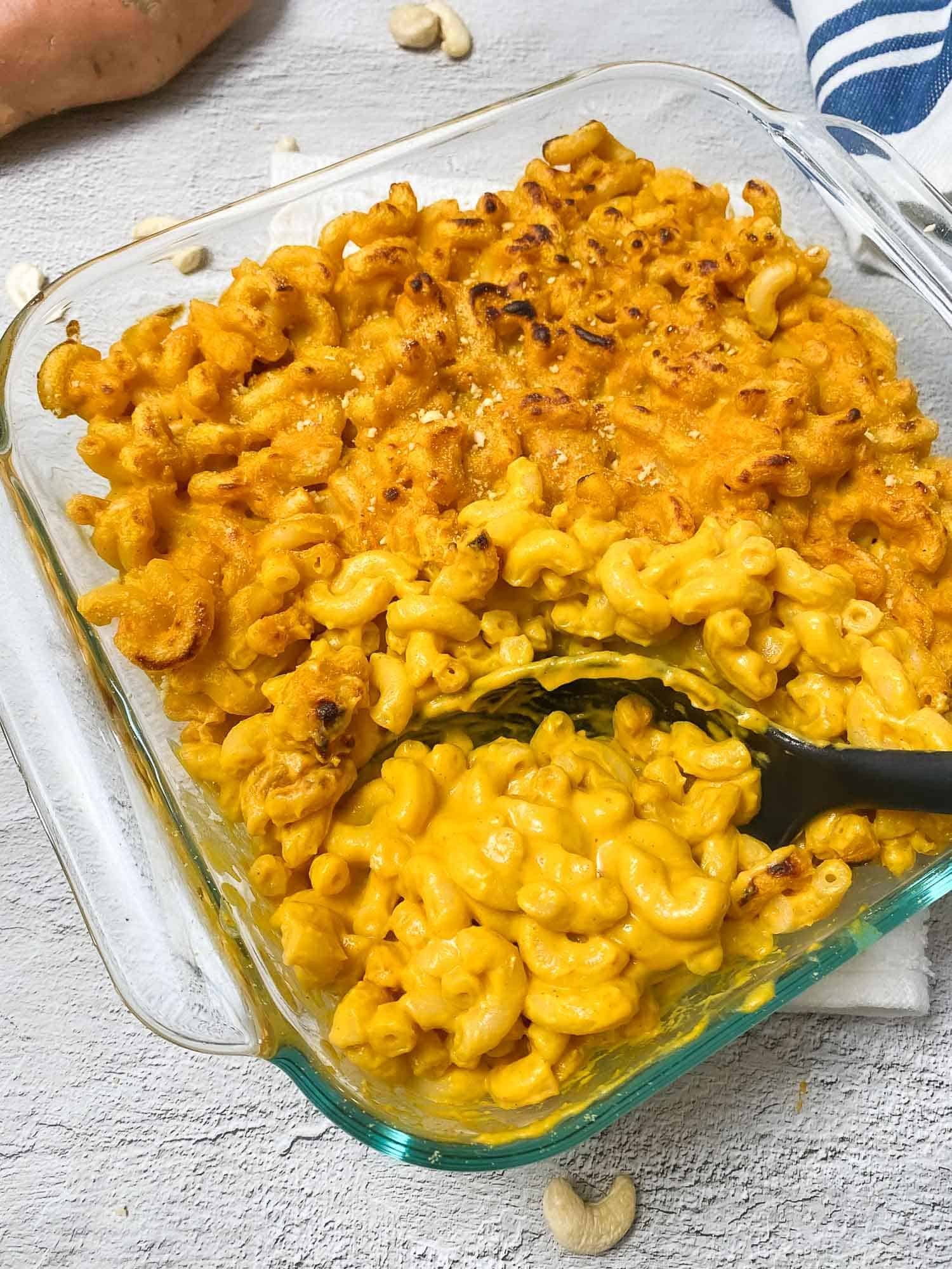 vegan mac and cheese with sweet potato and cashew cream