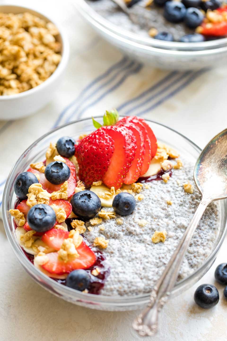 chia seed pudding with fresh fruit toppings