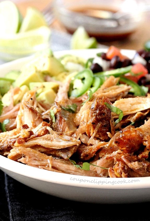 Slow cooker pulled pork salad with chipotle ranch dressing