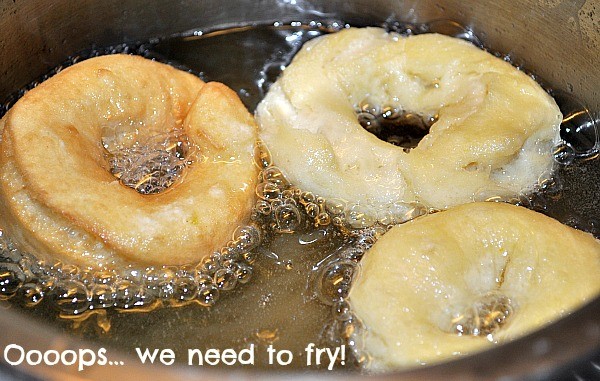 bagel zeppole being fried in oil