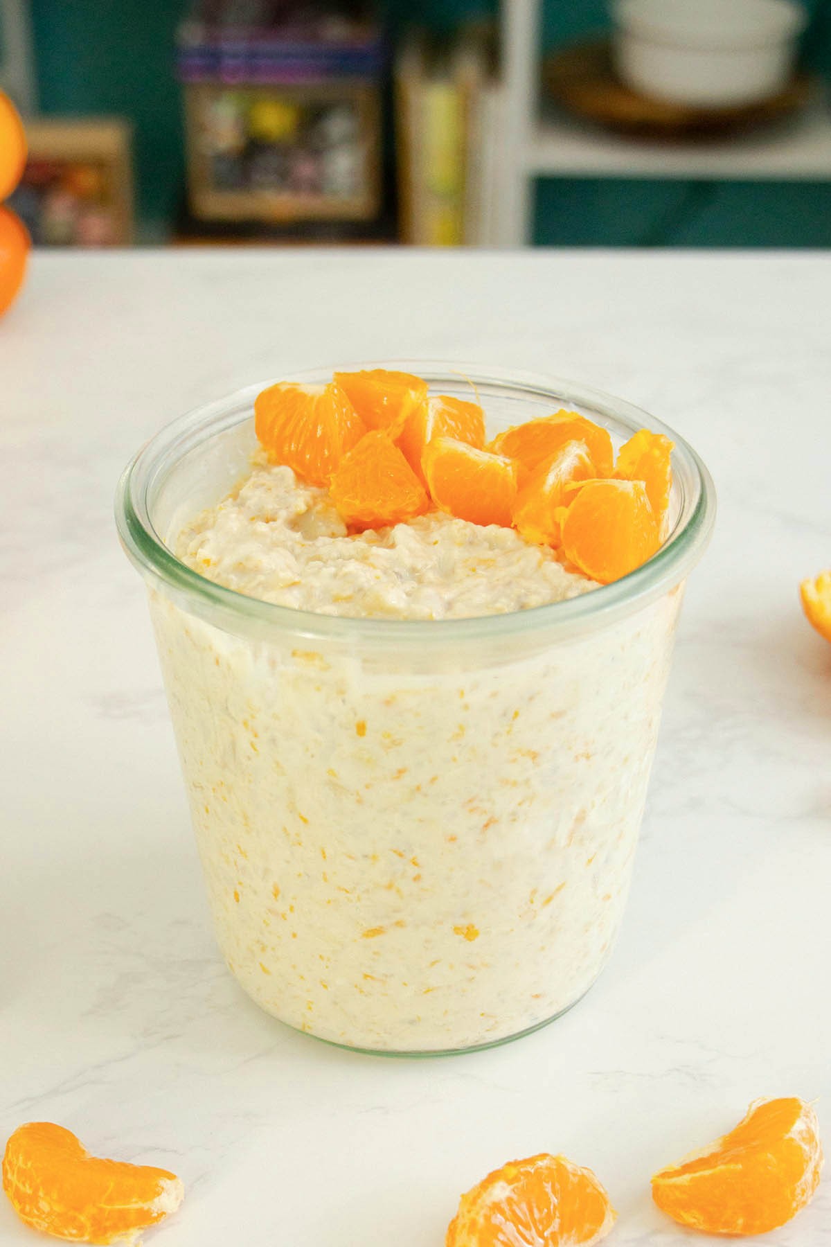 tangerine overnight oats in mason jars