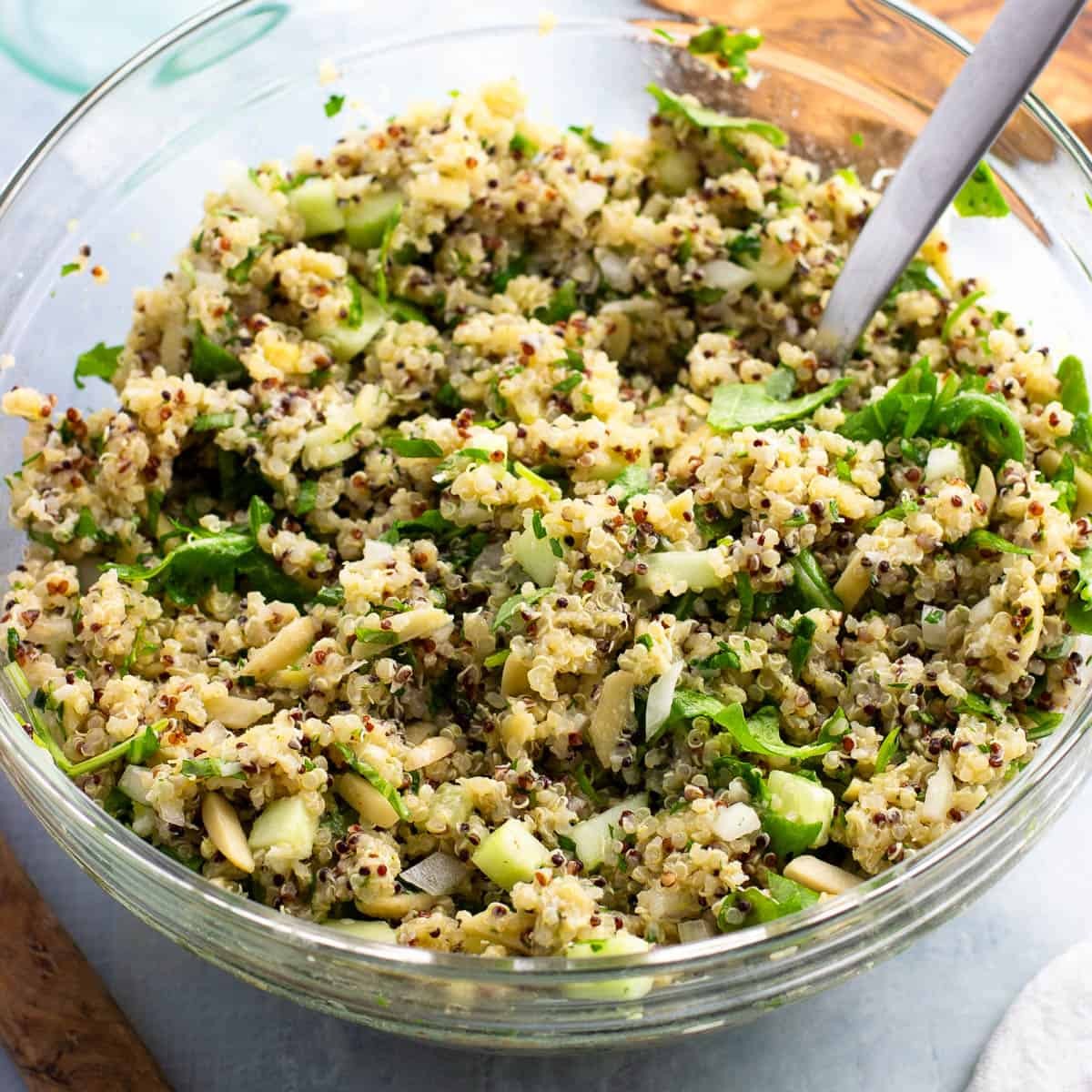sauerkraut and quinoa salad with lemon herb vinaigrette