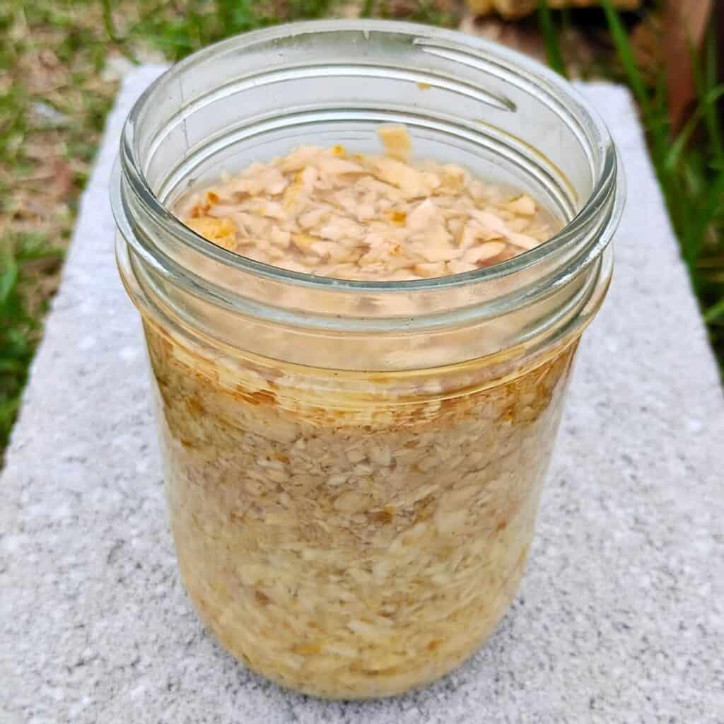 fermented horseradish garlic radish peels in a jar