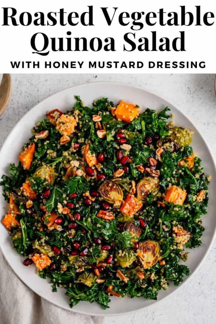 vibrant quinoa salad with roasted vegetables and a honey-mustard dressing