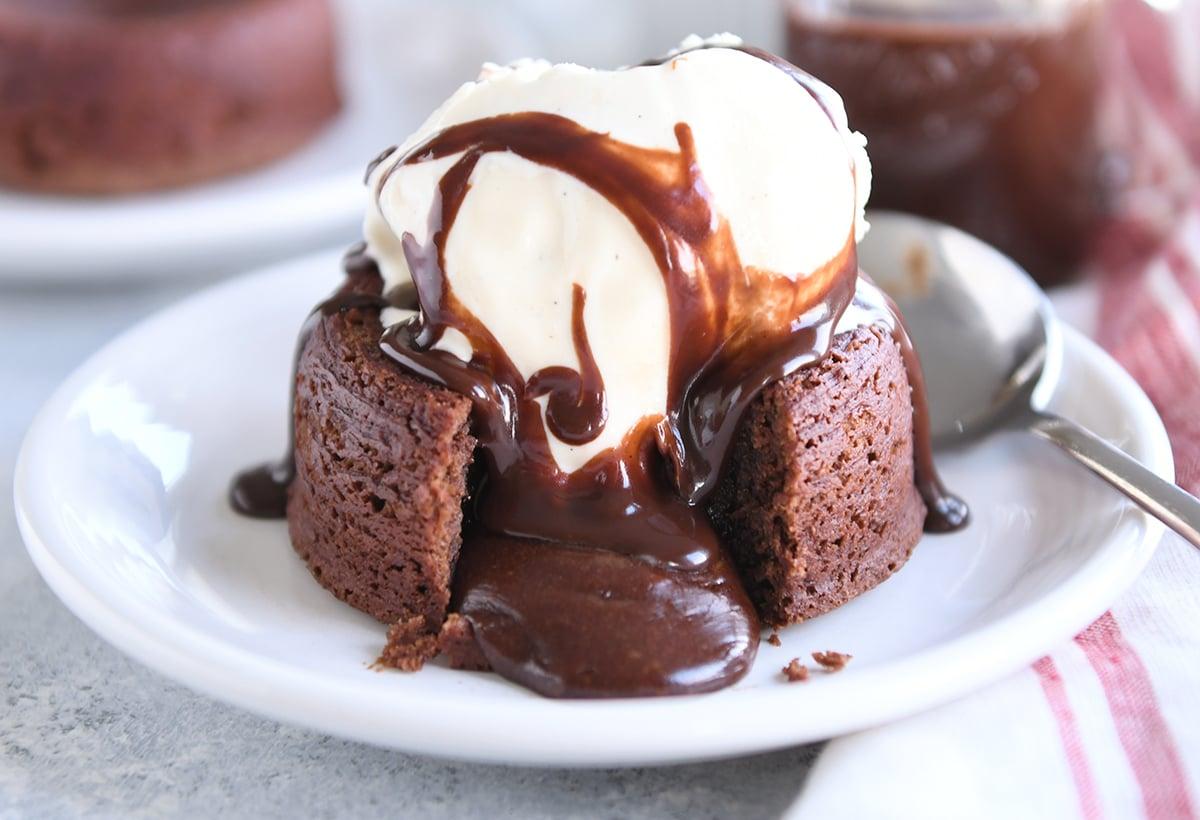 Ingredients for molten chocolate cake on a kitchen counter